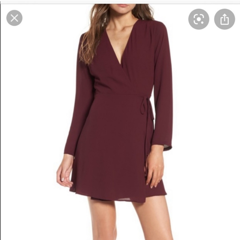 Elegant Burgundy Wrap Dress | Lush | Size S